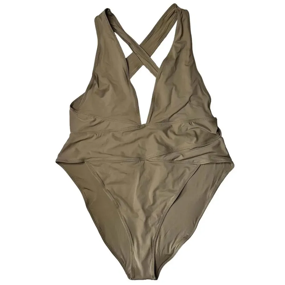 NWT Skims Swim Cut Out Plunge Monokini Swimsuit Desert Women’s 4X